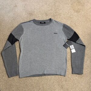 DKNY Men's Two-Tone Gray Crewneck Sweater